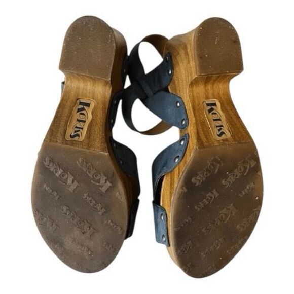 Korks Bagley Platform Cool Grey Leather Studded Chunky Heeled Strappy Sandals 8M - Picture 11 of 13